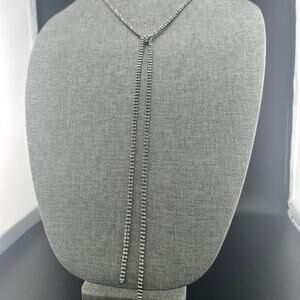 SET! Costume silver rhinestone long necklace & earrings sku CJ0003
